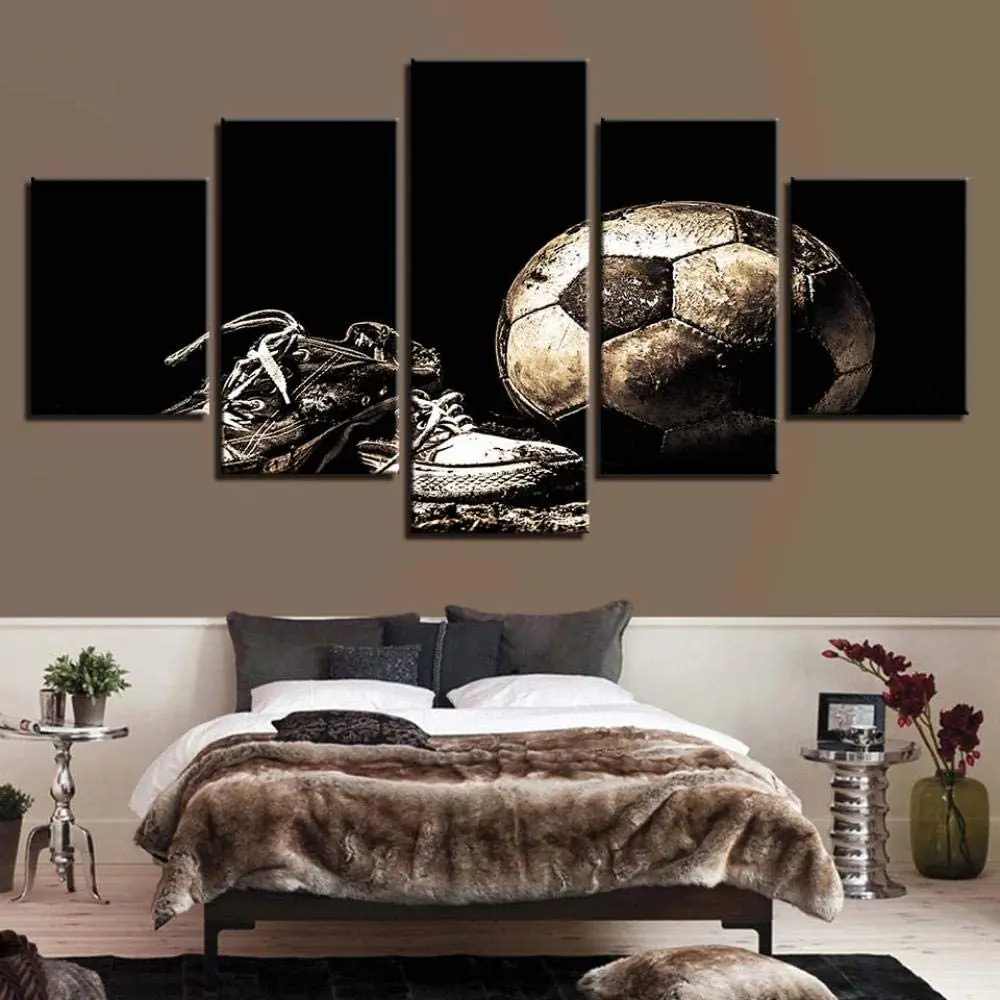 Современные модульные картины на холсте Cavans 5 шт. с изображением футбола Hd