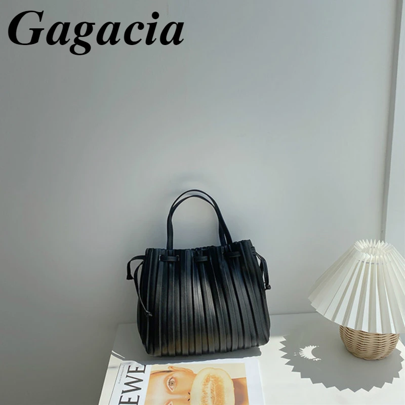 

Gagacia Women Handbag Korean Style PU Leather Bucket Casual Soft Shoulder Bag New Luxury Crossbody Bags Tassels Tote For Women's