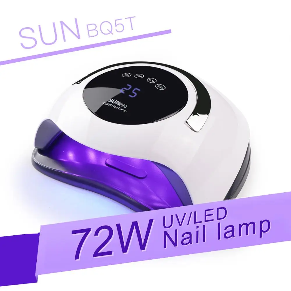 SUN BQ5T 72 Вт УФ светодиодная лампа для сушки ногтей Manchine ЖК-дисплей светодиодный