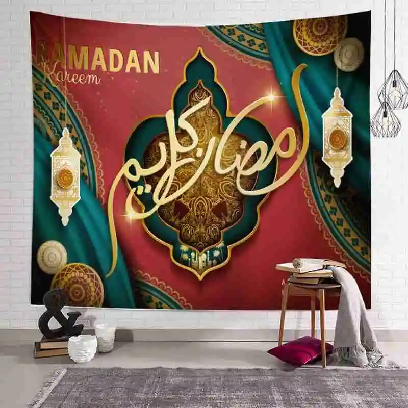 

Ramadan Retro Tapestry Muslim Moon Castle Wall Mounted Holiday Bohemian Home Decoration Tapestry Decoration Blanket N1O5