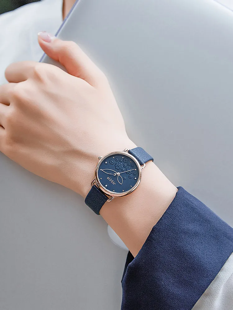 

Julius Women's Leather Lady Watch JA-1239 Japan Quartz Gift Buckle Alloy 3bar Fashion & Casual Square Glass box