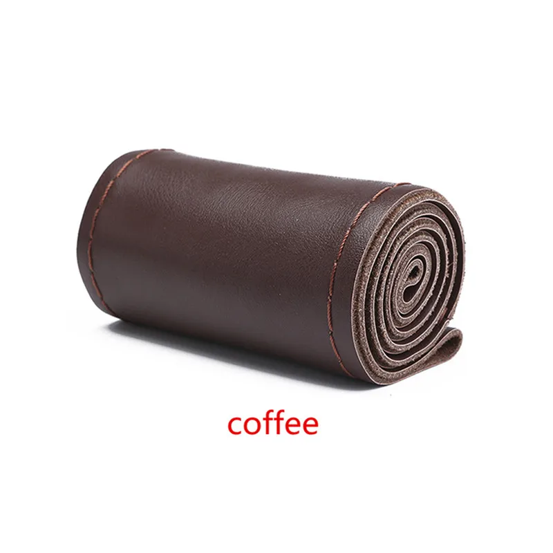 Coffee-Sideline Type Car Braid On The Steering Wheel 38 cm Hand Sewing Microfiber Leather Covers Auto Steering Wheel Cover - Название цвета: Coffee-Sideline Type