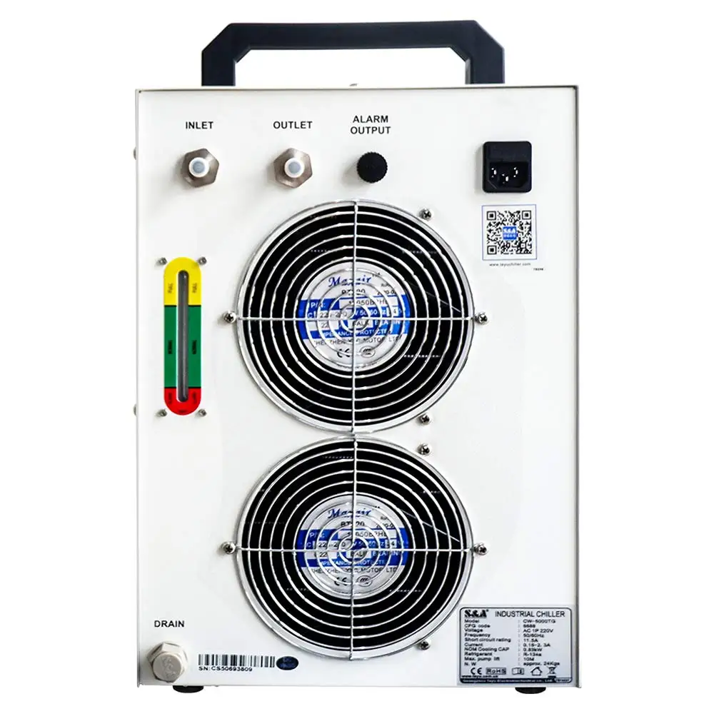 

S&A CW-5000TG Industrial Water Chiller (AC220V 50Hz) for a Single 80W or 100W CO2 Glass Laser Tube Cooling, 0.4HP