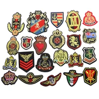 gold thread crown navy and army shield embroidery military uniform stripe iron decal backpack badge jacket bag sewing sticker