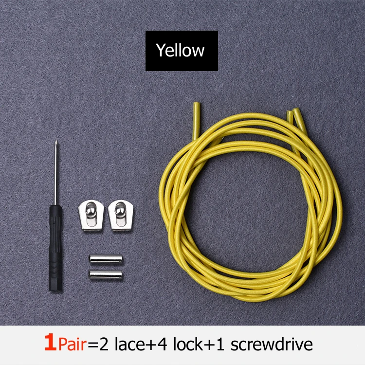 yellow Шнурки без завязок эластичные шнурки для обуви с металлическим замком для кроссовок, походных ботинок или спортивной обуви для бега и тенниса - Цвет: yellow