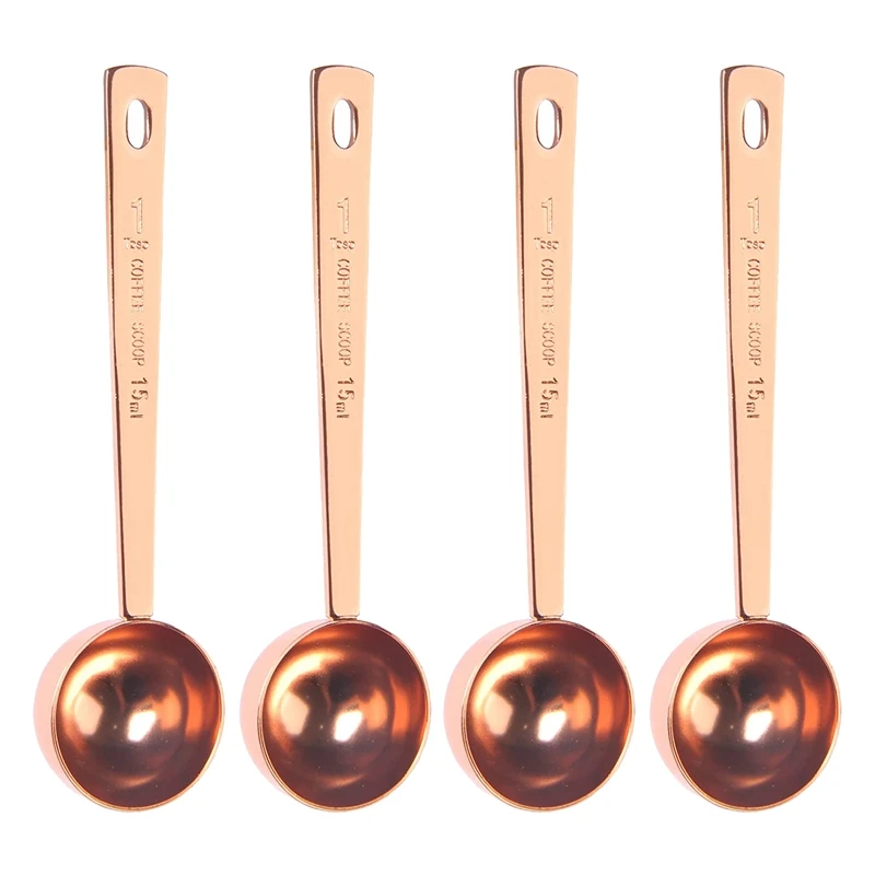 

4 Pcs Coffee Scoop Stainless Steel Coffee Measuring Spoon Tea Scoop 1 Table Spoon for Coffee Tea Flour Sugar,Rose Gold