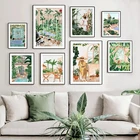 Картина на холсте с изображением пляжа, бассейна, марокканских тропических джунглей, качелей, луга, настенный художественный плакат и печатные картины, декор для гостиной