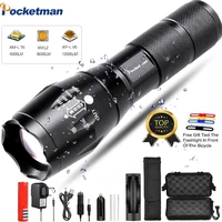 80000 lm led flashlight ultra bright waterproof mini torch t6l2v6 tactical zoomable bicycle light 5 modes for camping led lamp