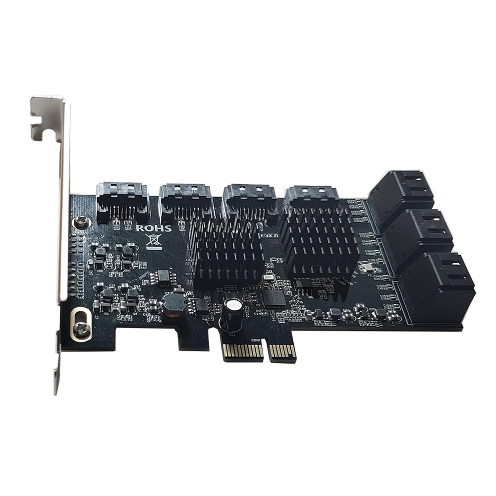 

SATA PCIe Adapter 10 Ports SATA III to PCI Express 2.0 X1 Controller Expansion BTC Card Support Windows XP/7/8/10 Ubuntu Linux