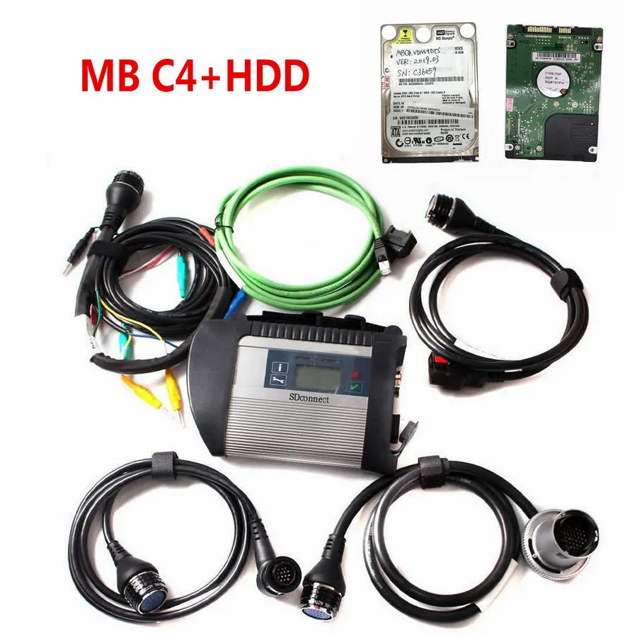 C4 WITH HDD Супер качество SD подключения MB STAR C4 мультиплексор компактный 4 wifi многоязычный диагностический инструмент MB C4 основной блок без программного обеспечения HDD - Цвет: C4 WITH HDD