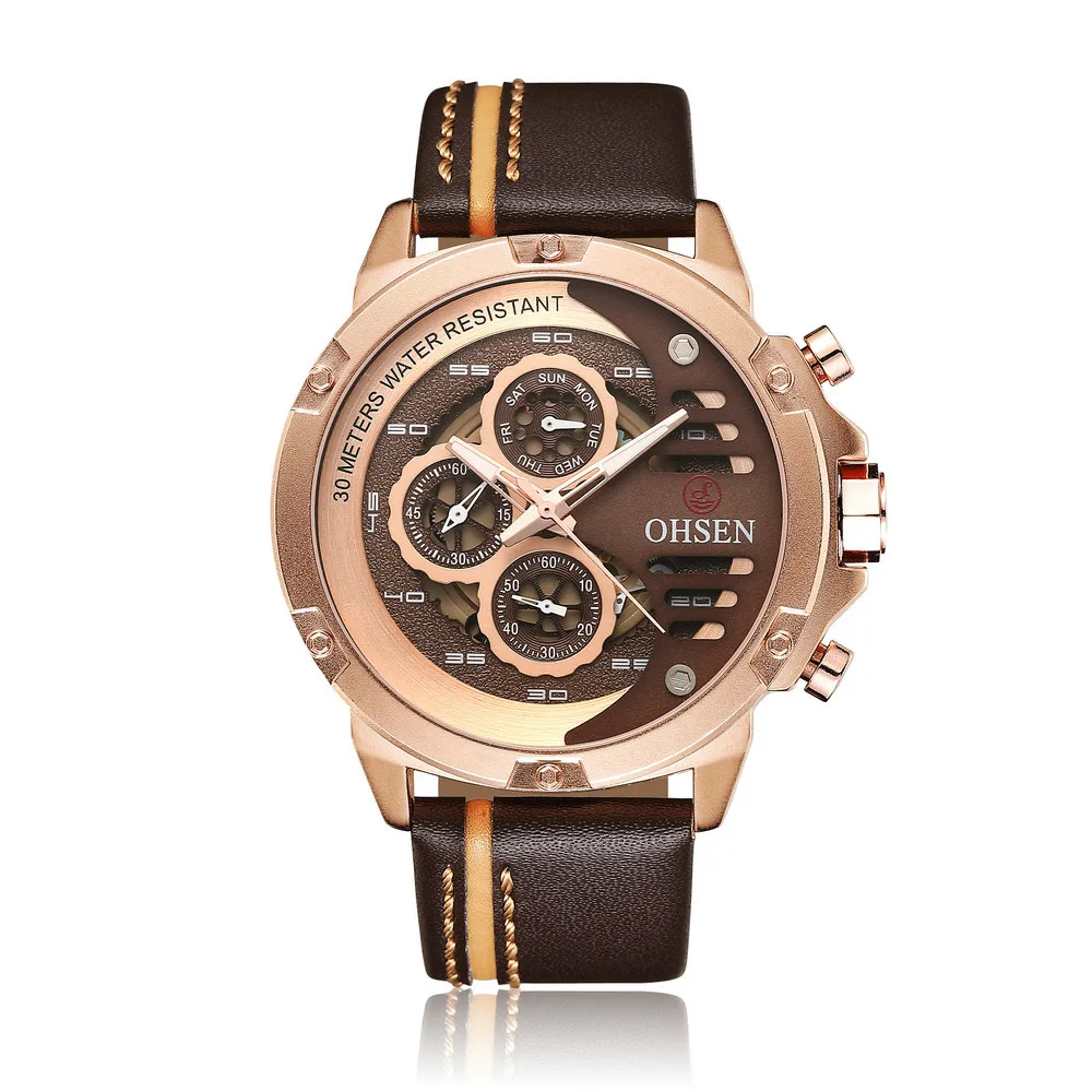 

OHSENTX2910 Men's Casual Quartz Watch Large Dial Needle Belt Watch