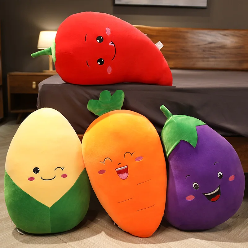 

30CM Cute Simulation Vegetables Pillow Dolls Cartoon Smile Carrot Chili Corn Plush Toy Stuffed Soft Toys for ChildrenGirl Gift