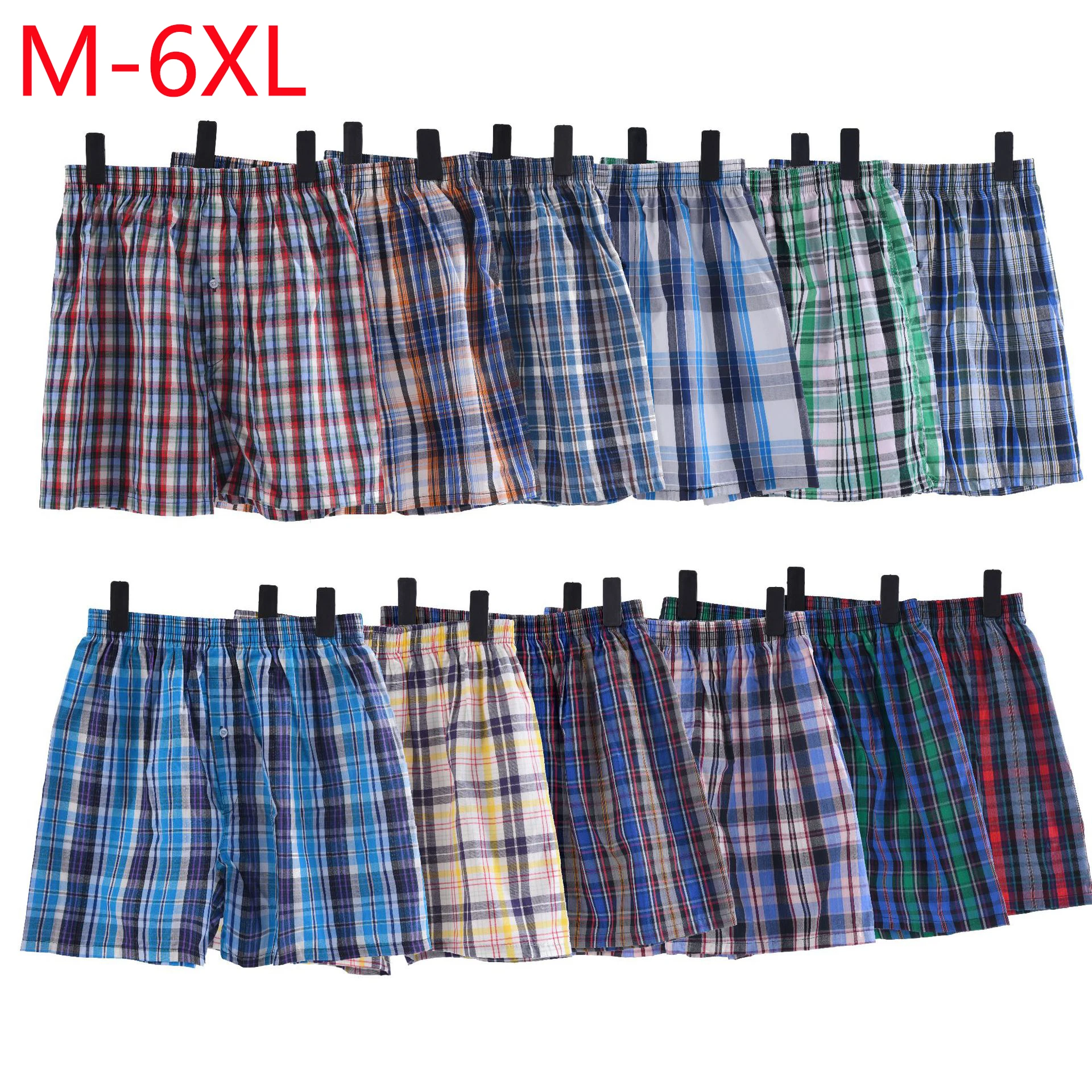 

6PCS mens underwear boxers shorts casual cotton sleep underpants quality plaid loose comfortable homewear striped arrow panties