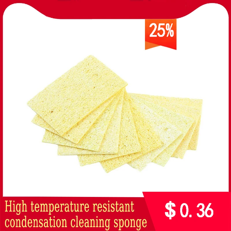 

New 50pcs High Temperature Enduring Condense Electric Welding Soldering Iron Cleaning Sponge YellowHot New Arrival
