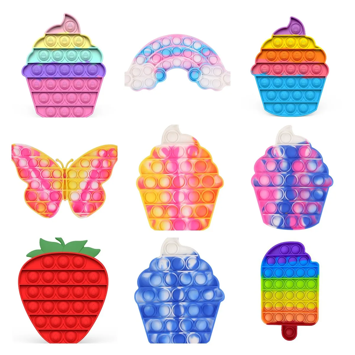 

Ice Cream Game Fidget Toys Rainbow Push Its Bubble Squeeze Fidget Sensory Toys For Parent-child Time Interactive Game Toy