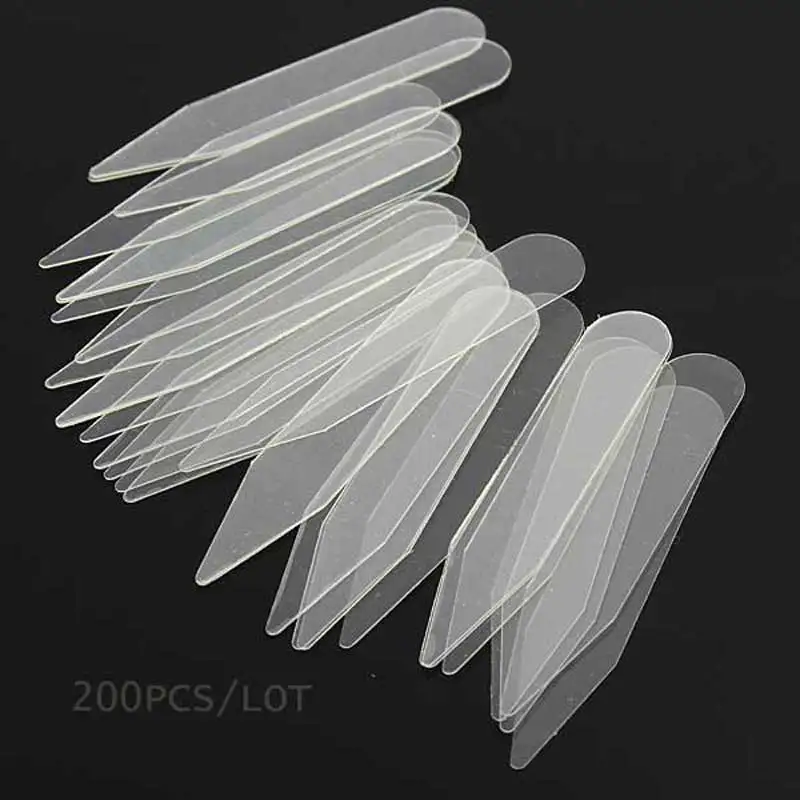 200Pcs Plastic Collar Stiffeners Stays Bones Set For Dress Shirt Men's Gifts Clear | Дом и сад