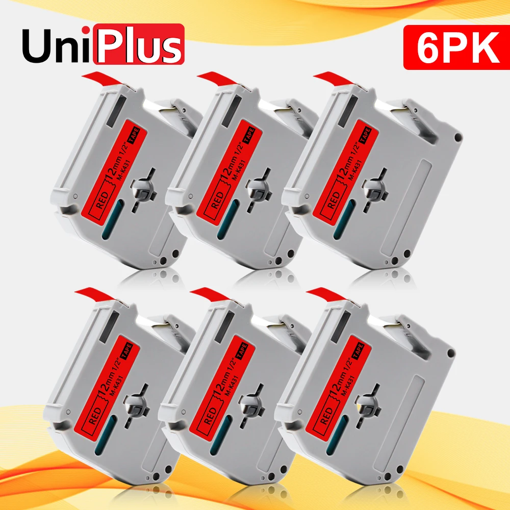 UniPlus MK-431 Black on Red Ribbon Printer Replace Brother Label MK 431 M-K431 12mm Tape for PT85 PT90 PT70 PT65 | Компьютеры и офис