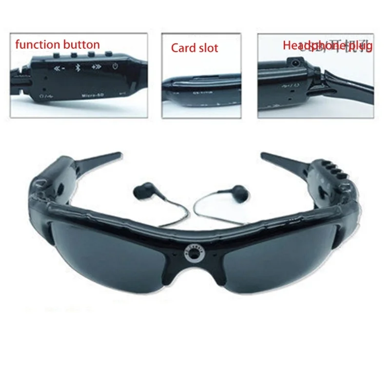 Beli Kacamata Kamera 1080P Dengan Bluetooth MP3 Player Kacamata Hitam DV Headset Olahraga Mengemudi Perekam Forensik Lensa Terpolarisasi Camcorder