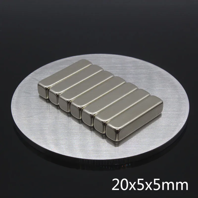 5 шт. N35 Неодимовый магнит 20x5x5 мм постоянный кубовидный блок NdFeB маленький супер мощный сильный Магнитный Магнит для ремесел