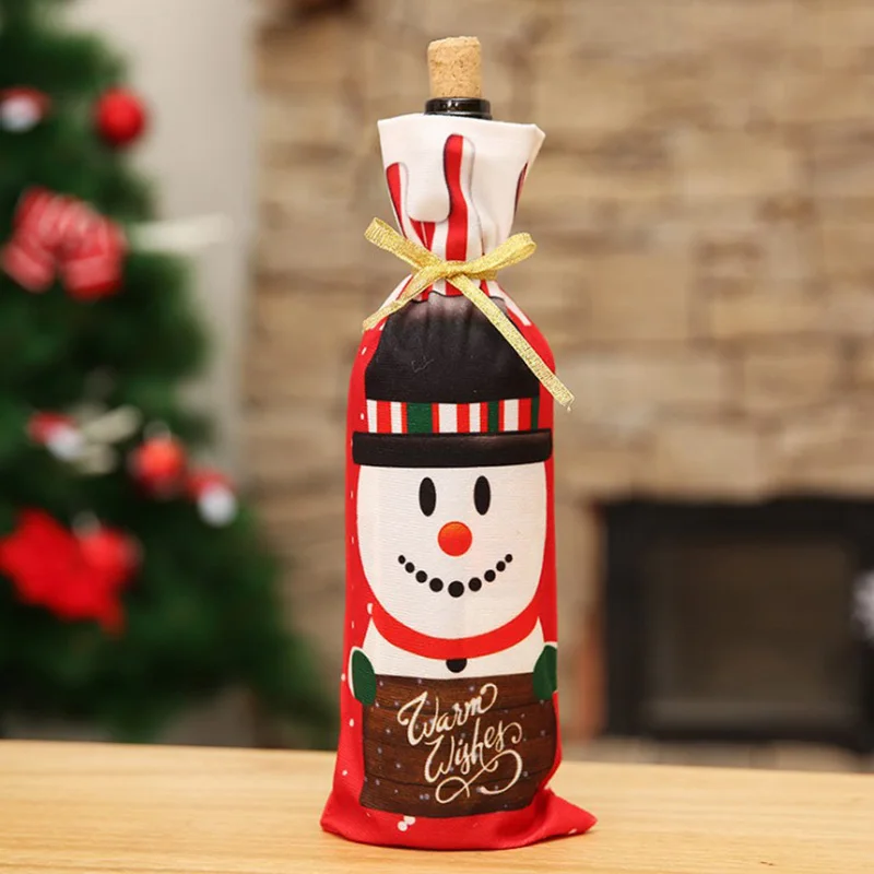 Рождественская крышка для бутылки с красным вином украшения новый год вечеринка