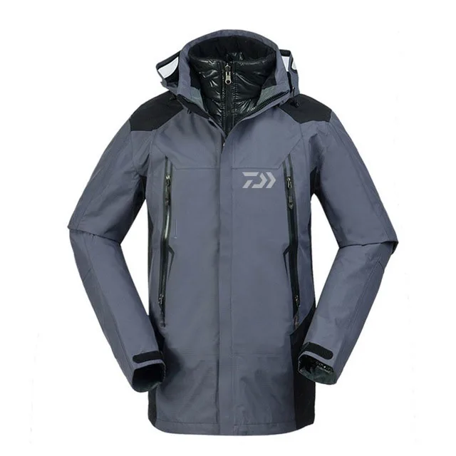 grey coat Комплект из 3 предметов, новые комплекты одежды для рыбалки, мужской теплый набор спортивной одежды для активного отдыха, походная ветрозащитная одежда, куртка для рыбалки и штаны - Цвет: grey coat