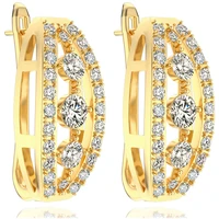 high quality 14k gold round bling zircon jewelry wholesale cubic zirconia micro pave brass earrings