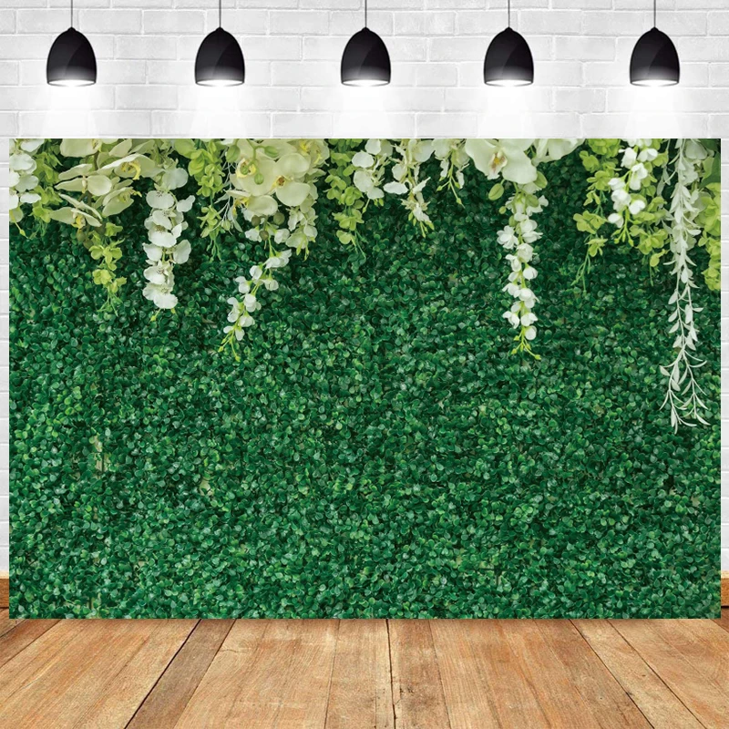 

Green Leave Wedding Photography Backdrop Grass Flower Happy Birthday Party Kids Photo Background Studio Prop Decoration