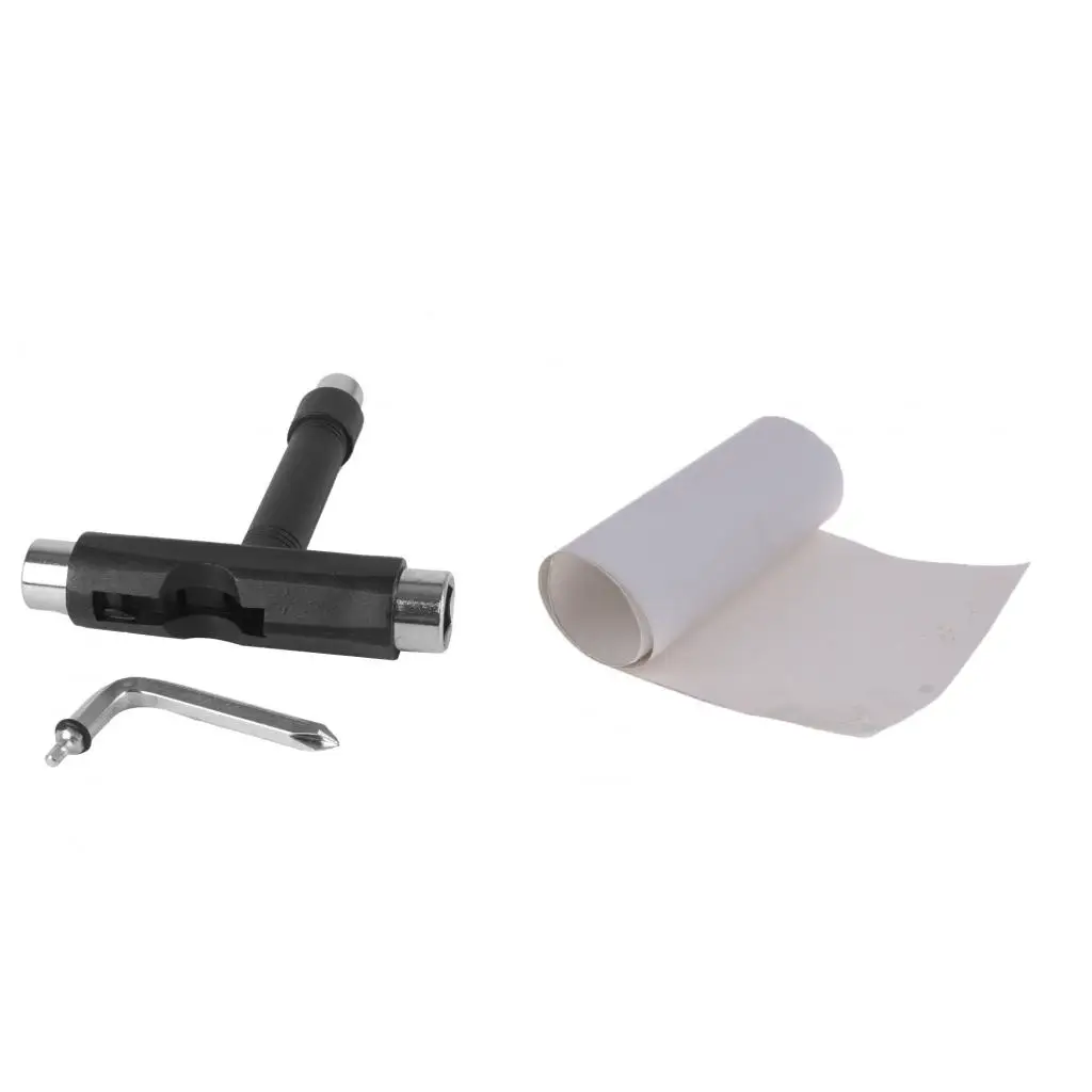 

Skateboard T Wrench Hexagon Roller Skate Tool 108 x 103 x 26mm+Skateboard Grip Tape Sandpaper