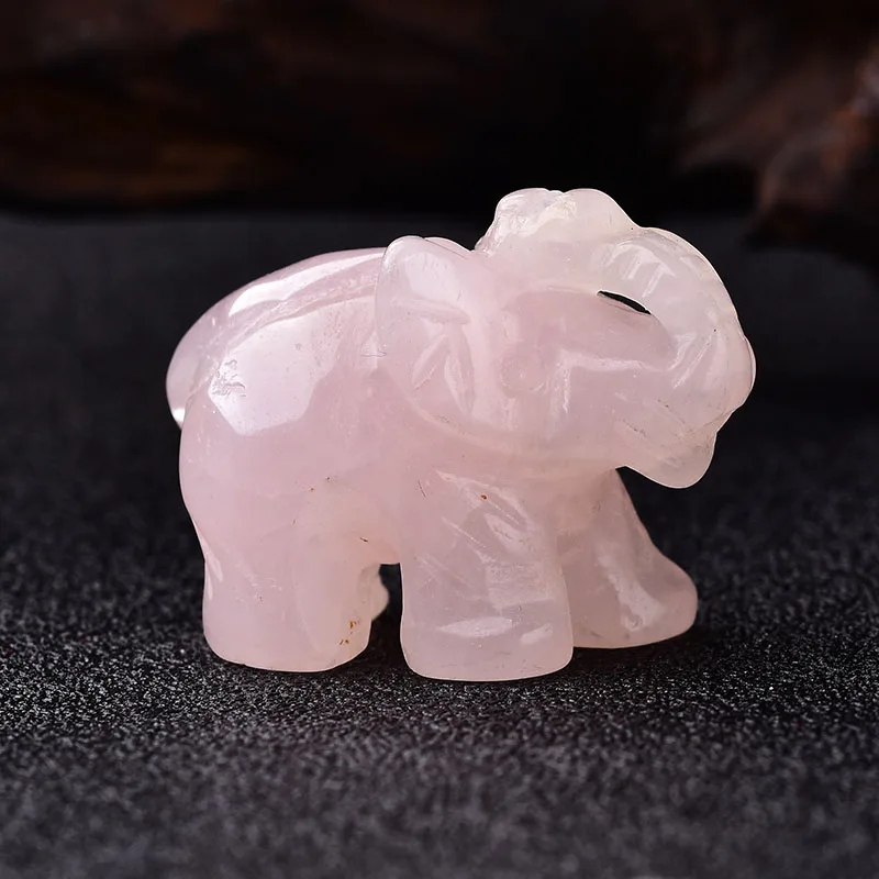 1PC Natural Crystal Rose Quartz Elephant Amethyst Animals Stone Energy Stone Crafts Small Decoration Home Decor Christmas Gift images - 6