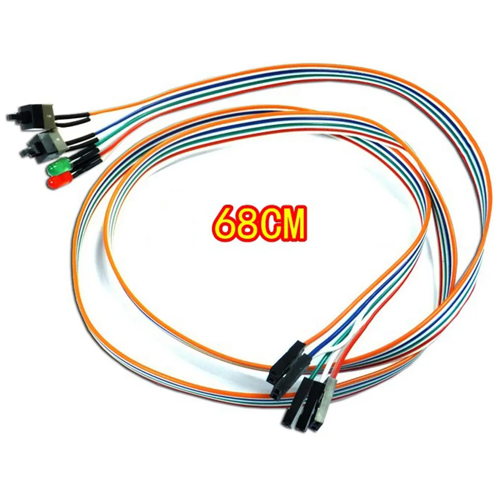 ATX PC Compute Motherboard Power Cable 2 Switch On/Off/Reset With LED Light 68CM For Desktop Host | Компьютеры и офис