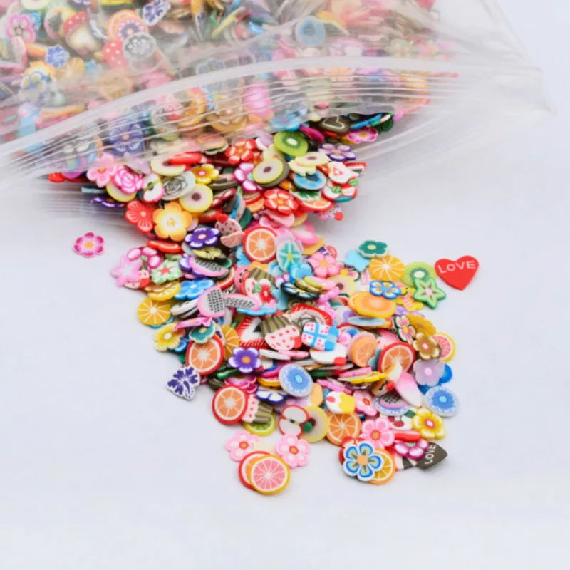 Фрукты Цветы Перья нейл арта украшения DIY Дизайн ломтики мягкая глина акриловые 3D