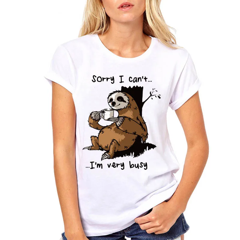 Женская футболка Sorry I Can't lloth очень занятый принт короткий рукав Harajuku Kawaii Camisas