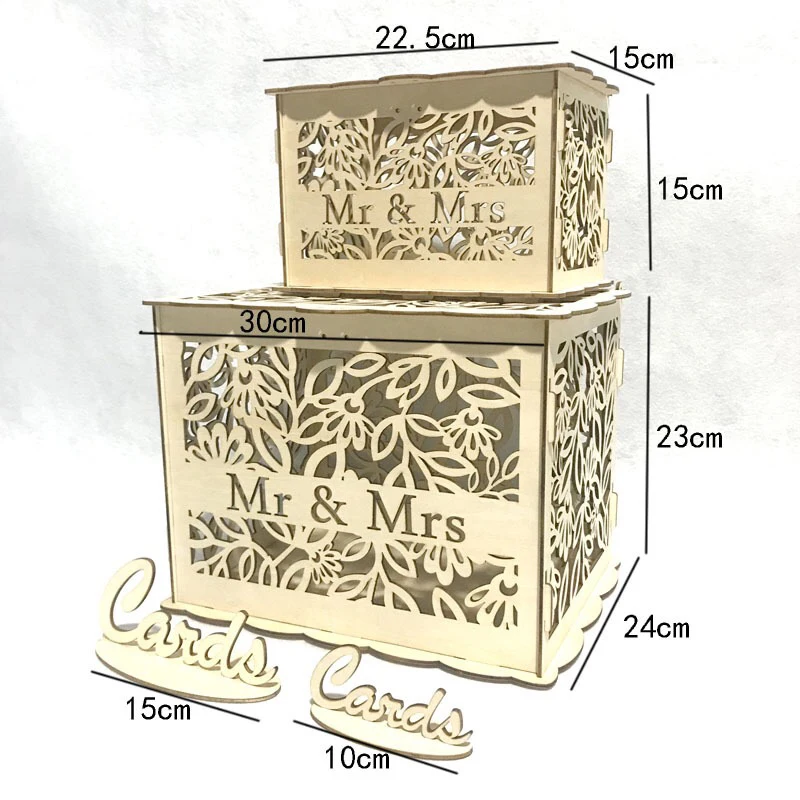 Женская деревянная коробка для свадебных открыток с узелком жениха и невесты