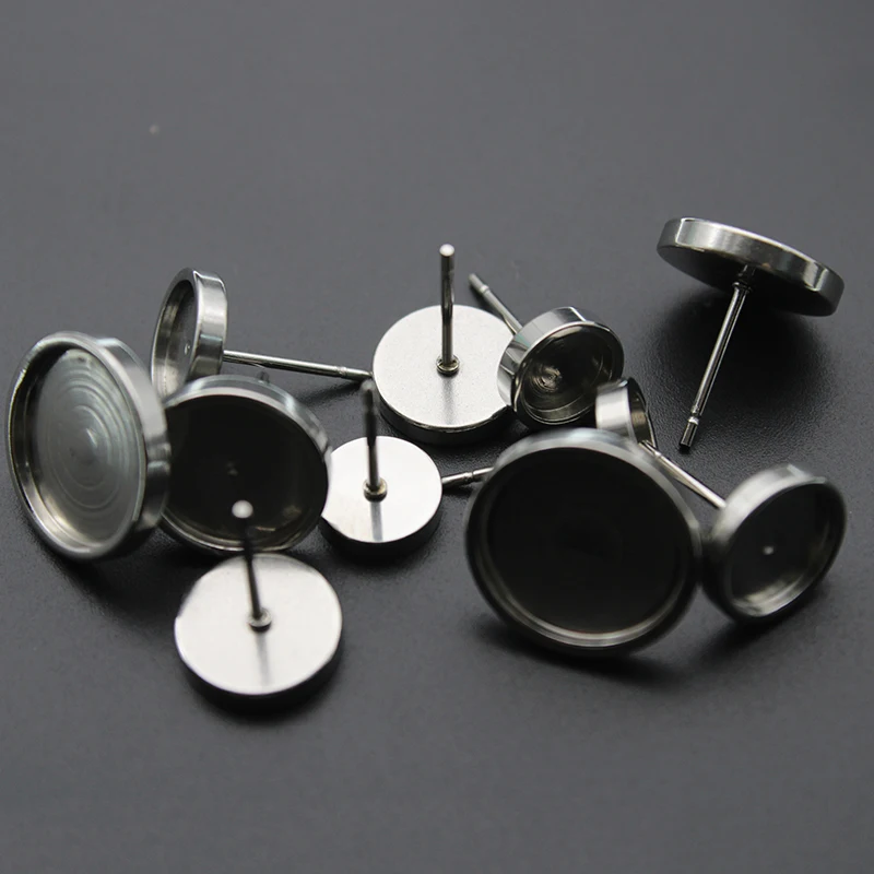 20 шт. фурнитура для сережек из нержавеющей стали пустые шпильки клипсы ушей 6 8 10 12