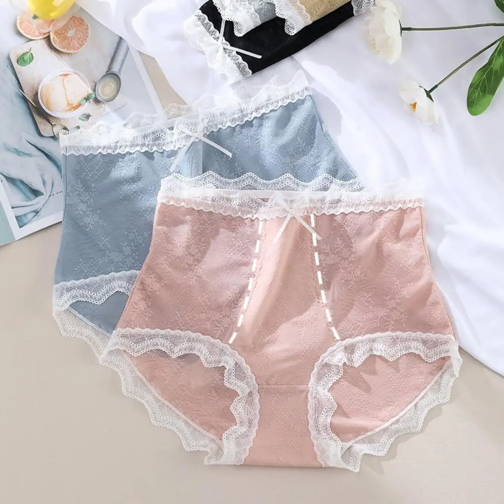 

Underpants Elastic Waist Simple Lace Pure Color Bow-knot Briefs Women Underpants for Bathroom