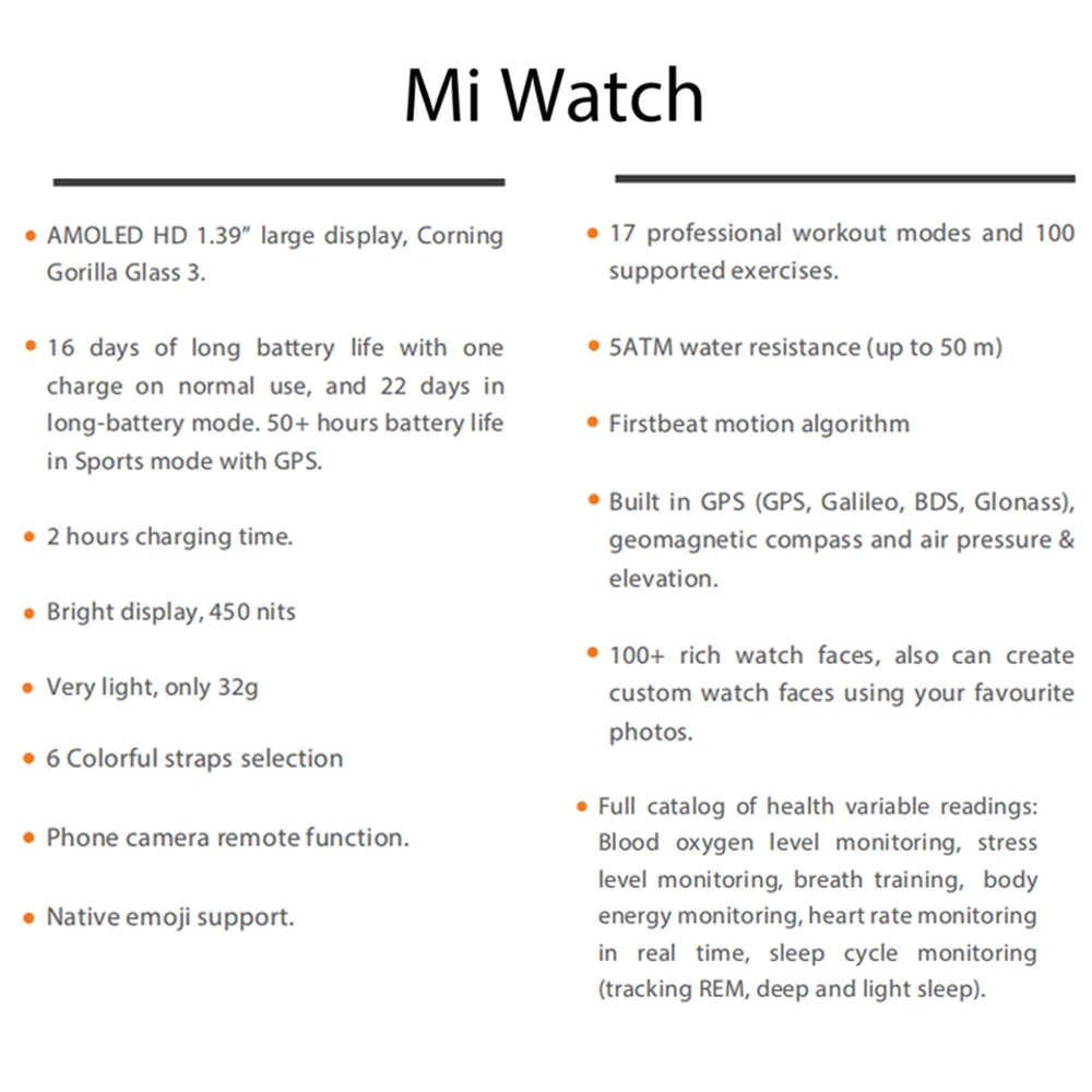 

Global Version Xiaomi Mi Watch Color Blood Oxygen GPS Bluetooth 5.0 Fitness Heart Rate Sleep Monitor 1.39 AMOLED Mi Smart Watch