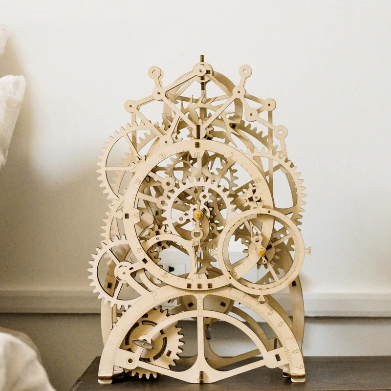 3D Wooden Mechanical Transmission Model Creative Toy Password Box Jewelry Box Perpetual Calendar Pendulum Birthday Gift
