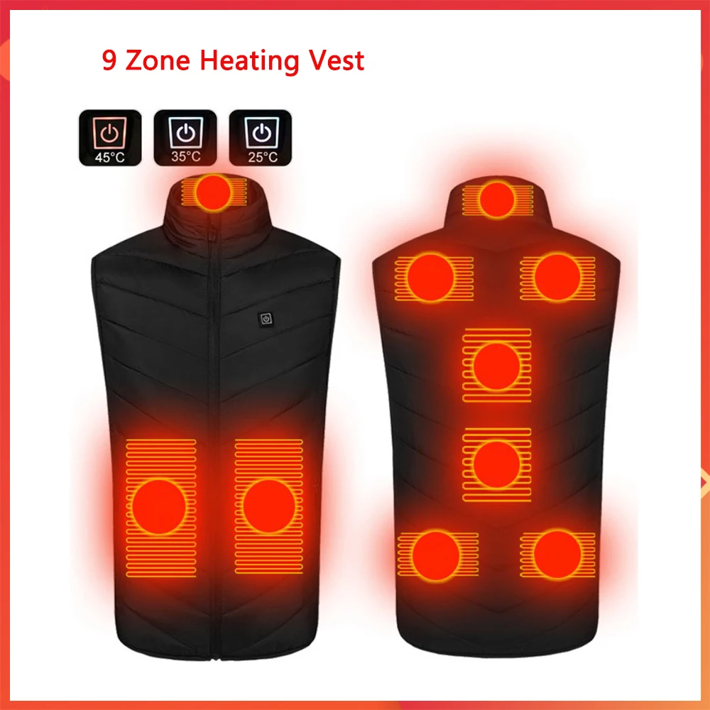 Жилет с подогревом мужской зимняя безрукавка электроподогревом 9 зон жилет для