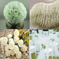 white theme wedding decoration centerpieces artificial flower party diy ornament carpet chair sash supplies