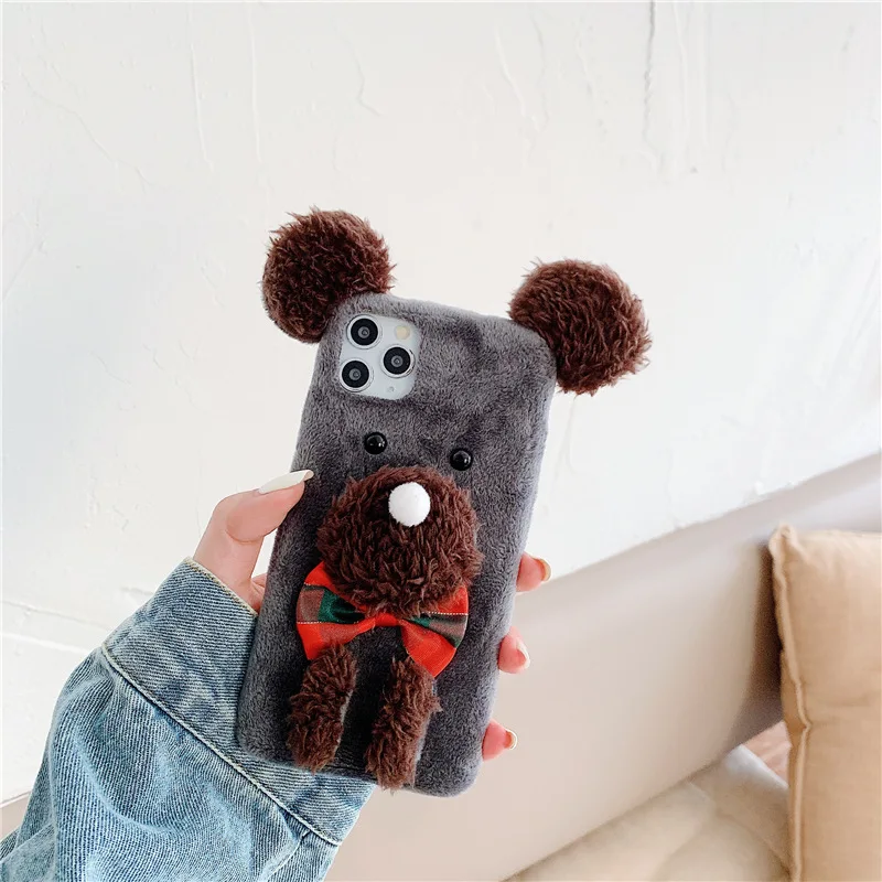 

3D Funny Plush Toys Bear Protection Phone Case For Apple iphone 8 7 Plus XR XS 11 Pro Max Back Cover for iPhone 12 Pro Funda #E0