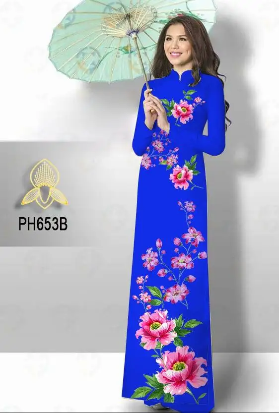 Традиционное вьетнамское платье-Ципао aodai 2 предмета | Тематическая одежда и