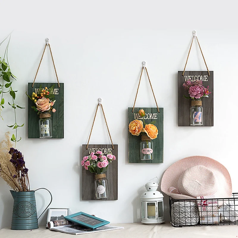 Настенная ваза с серыми и зелеными буквами подвесная Маленькая подвеска для