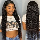 30 32 дюйма вьющиеся человеческие волосы, глубокие волнистые фронтальные парики для черных женщин, Бразильские влажные и волнистые волосы 13x4 Hd, кружевной передний парик