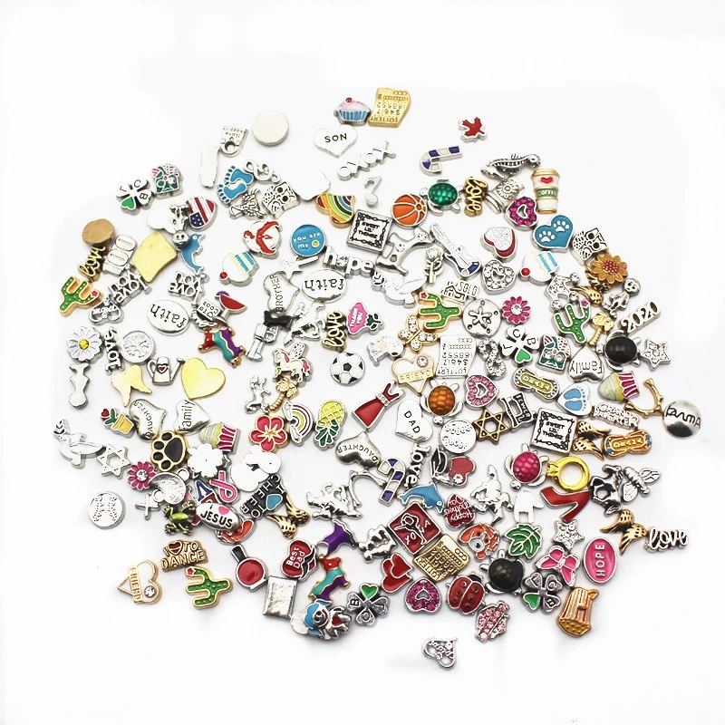 Mixs 20 шт./лот Металлические Хрустальные эмалевые Плавающие Подвески подходят для