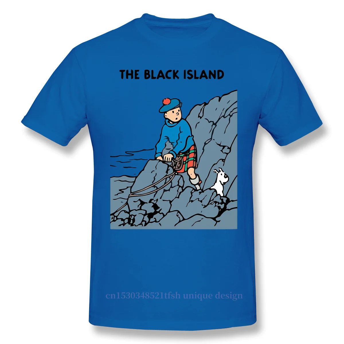 

The Black Island T-Shirt Men 100% Cotton Short Summer Sleeve The Adventures of Tintin 3D Anime Film Casual Shirt Loose