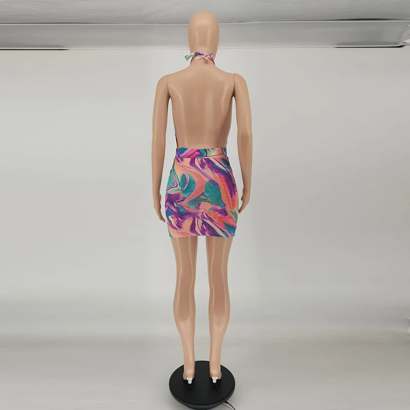 

Tie Dye Bodycon Mini Dress Backless Summer Festival Clothing Off Shoulder Birthday Party Beachwear Sexy Club Dresses
