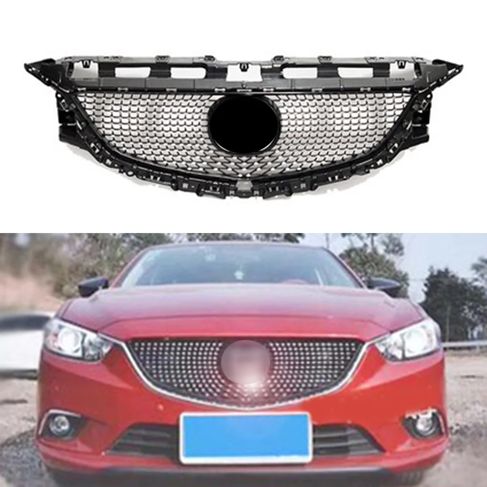 

Front Bumper Mesh Grille For Mazda 6 Atenza GJ GL 2014 2015 2016 Car VIP Diamond Exterior Moulding Racing Grill With Logo