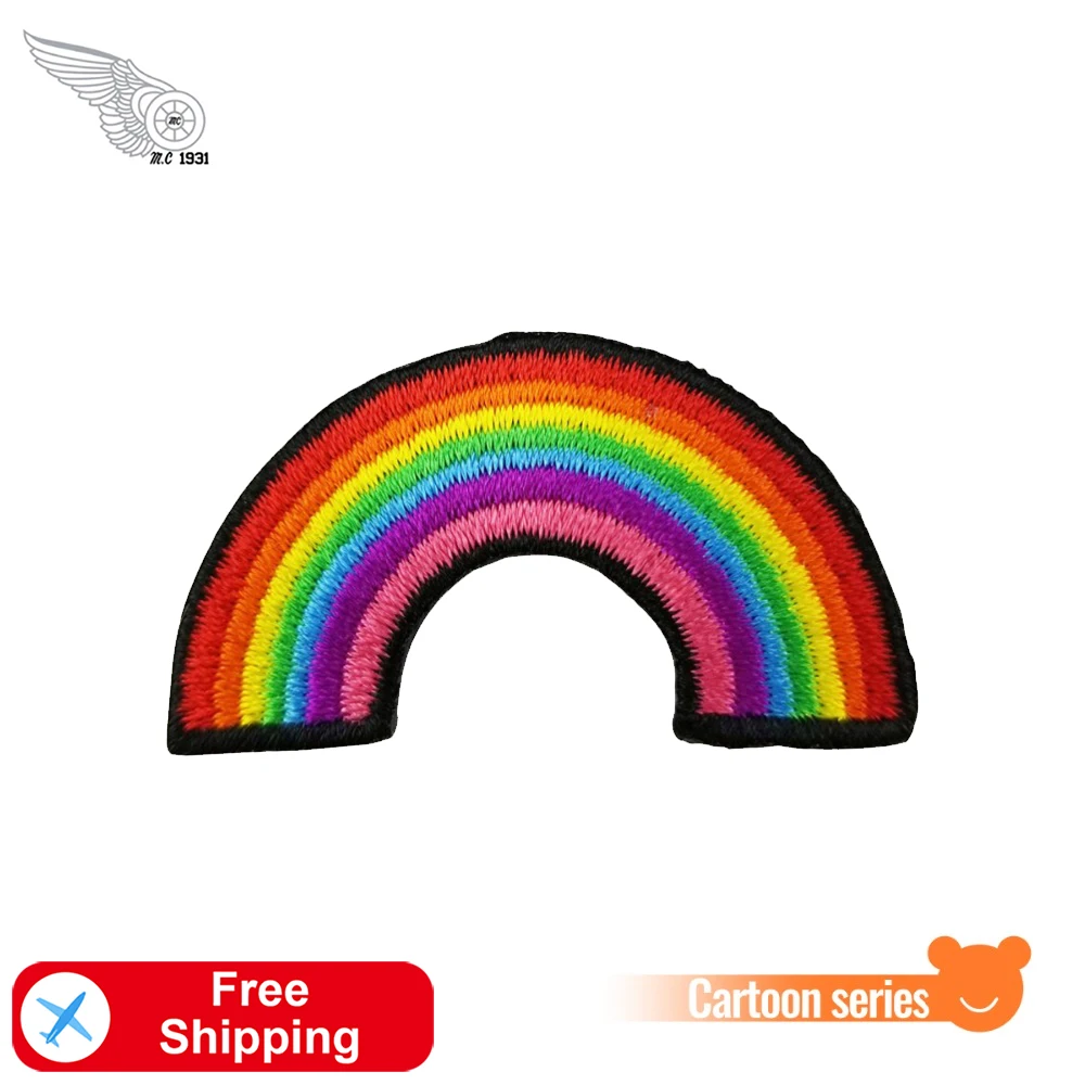 Радужные Симпатичные нашивки с вышивкой для одежды логотип на заказ дизайн
