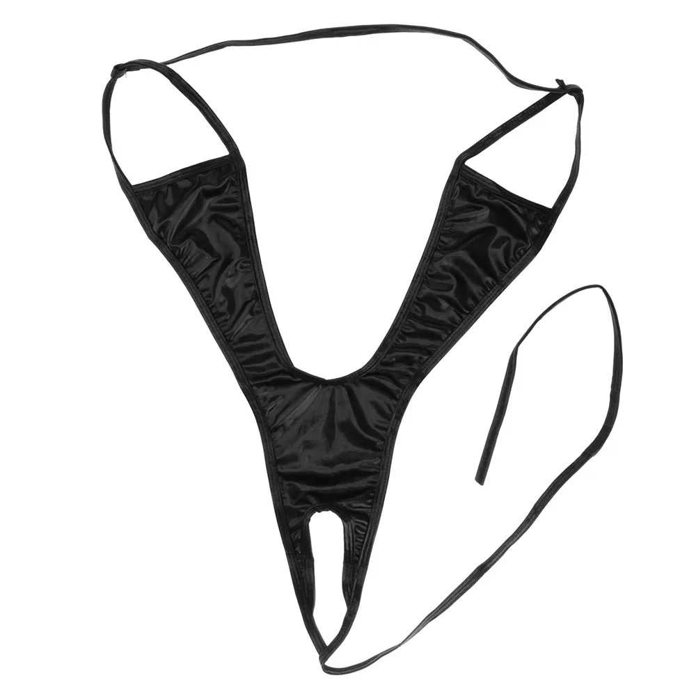 Слитное Эротическое нижнее белье из лакированной кожи с глубоким V-образным