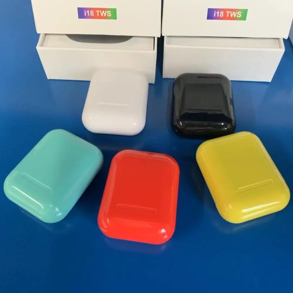 Оригинальные i18 tws Bluetooth наушники портативные мини наушники 3D стерео HiFi спортивные наушники сенсорное управление Авто сопряжение для Iphone
